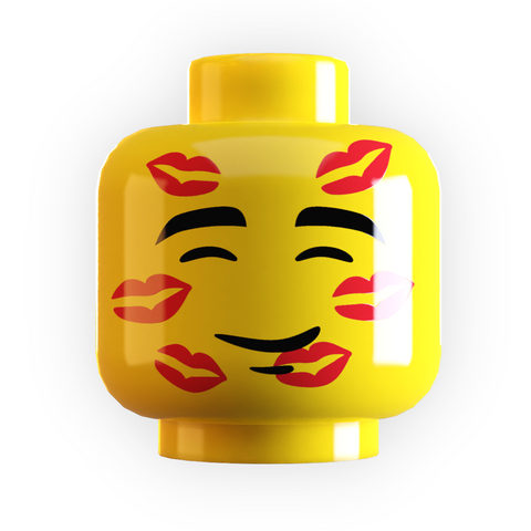 Lipstick Kisses all over Face Minifig Head - B3 Customs