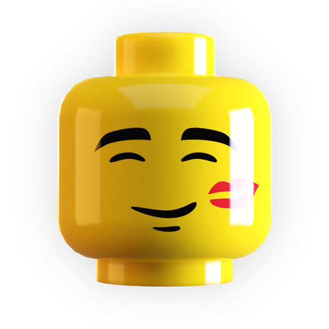 Lipstick Kiss on Face Minifig Head - B3 Customs