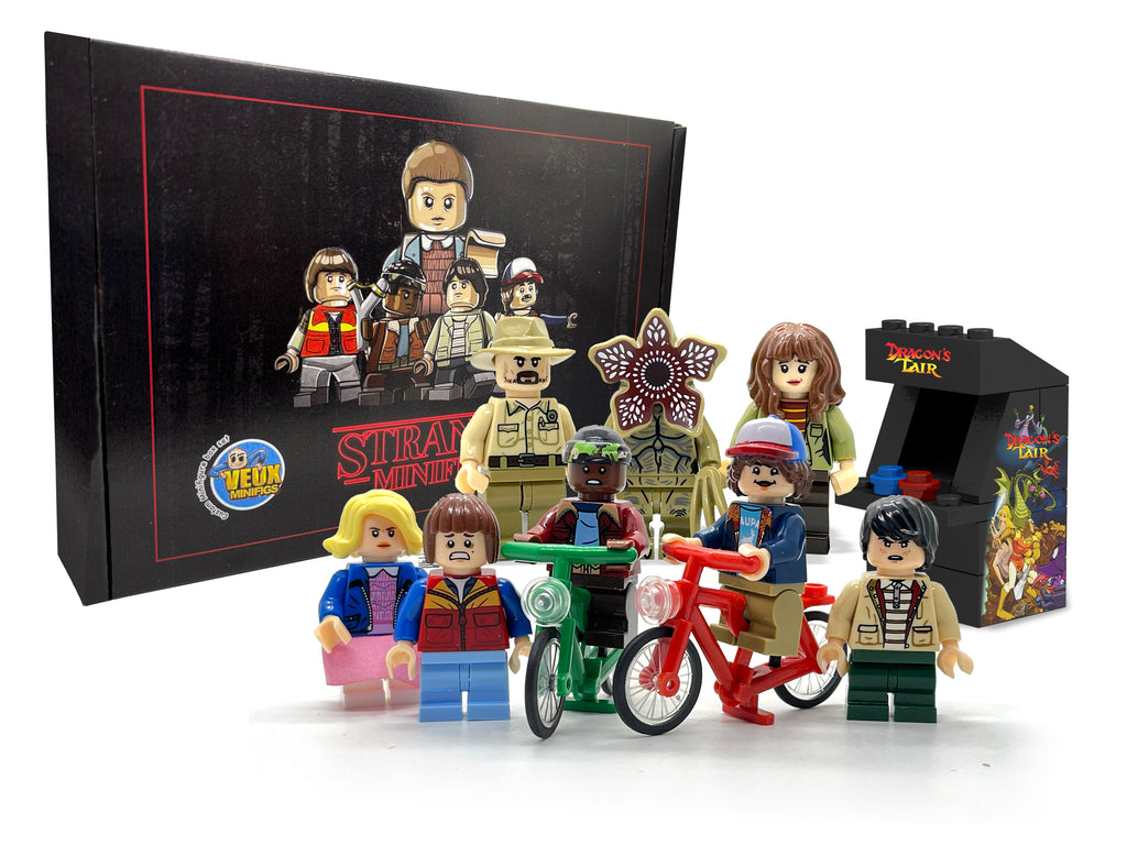 Netflix inspires Custom Minifigs Set of 5 Stranger Things, Dustin, Eleven,  Lucas and Mike. Bikes and LEGO arcade Included – Veux Toys Shop