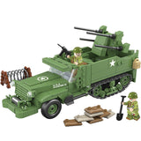 WW2 US army M16 Gun Motor Carriage Building Blocks with 3 minifigures